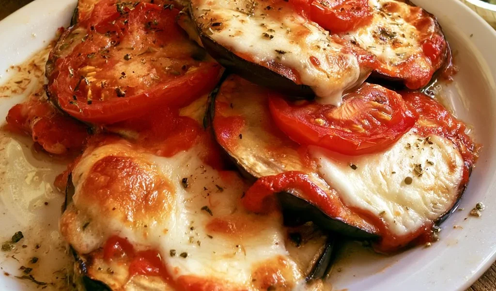 Melanzane gratinate con pomodoro e scamorza al forno