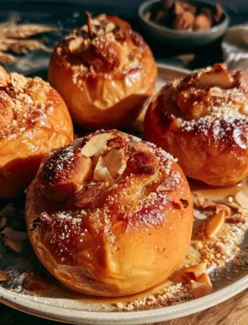 Mele al forno ripiene di amaretti e mandorle, un dolce tradizionale italiano.