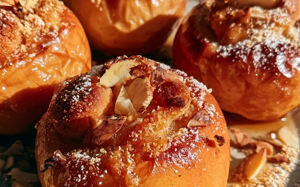 Mele al forno ripiene di amaretti e mandorle, un dolce tradizionale italiano.