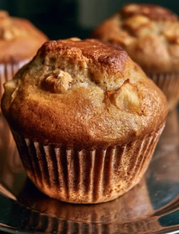Delizioso muffin alle mele e nocciole appena sfornato