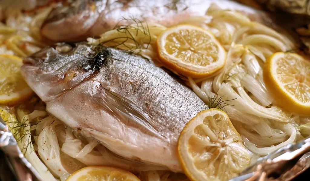 Orata al forno con finocchi e limone, piatto elegante e saporito