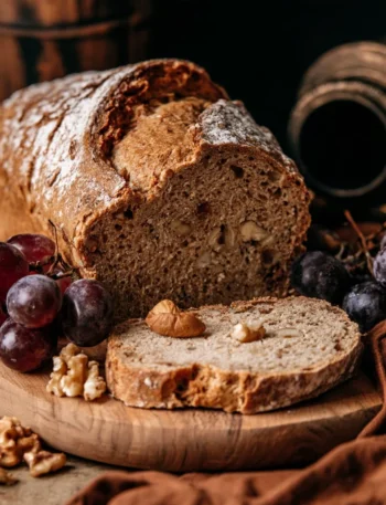 Pane rustico alle noci e uva, un delizioso e sano sostituto per ogni pasto.