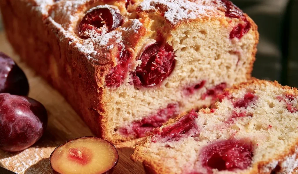 Plumcake delizioso con prugne fresche e yogurt cremoso