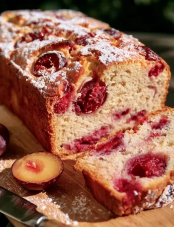 Plumcake delizioso con prugne fresche e yogurt cremoso
