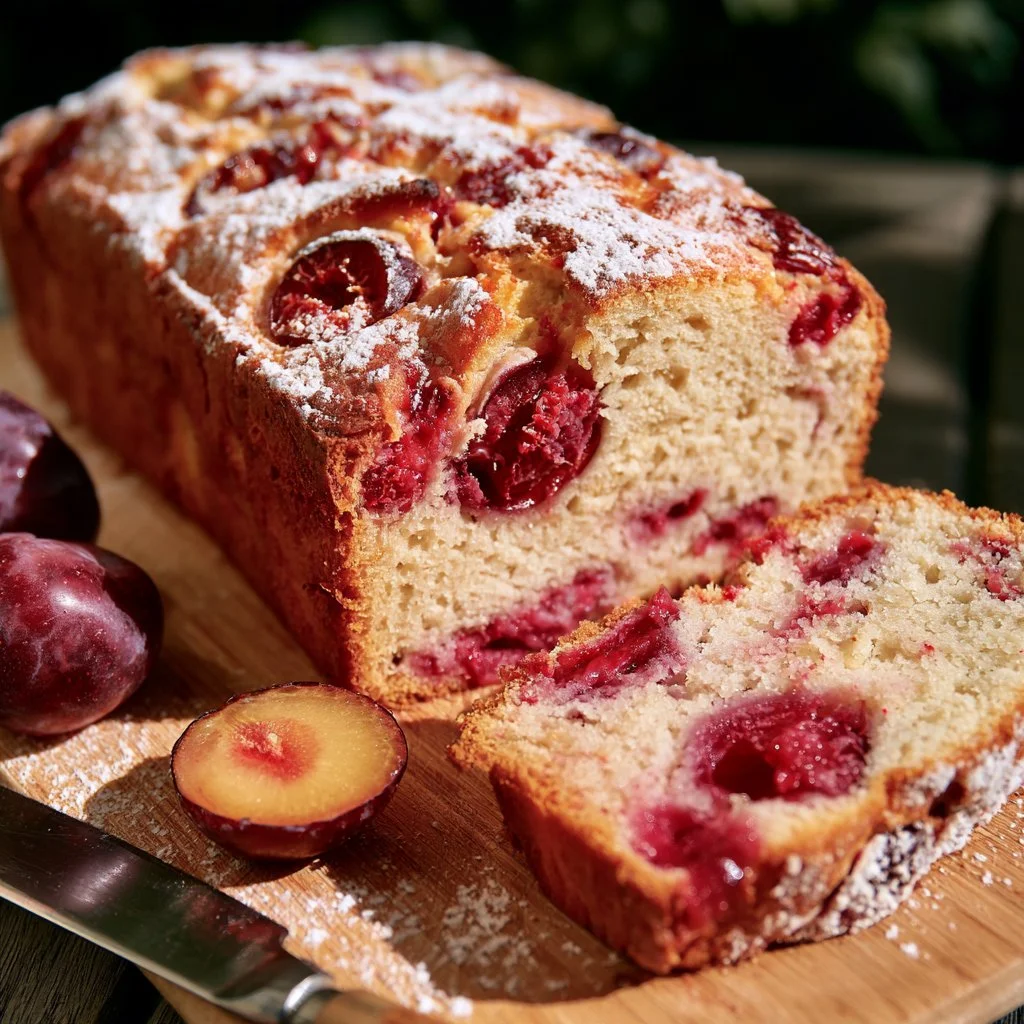 Plumcake delizioso con prugne fresche e yogurt cremoso