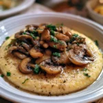 Polenta con funghi trifolati e formaggio taleggio, piatto gustoso e cremoso