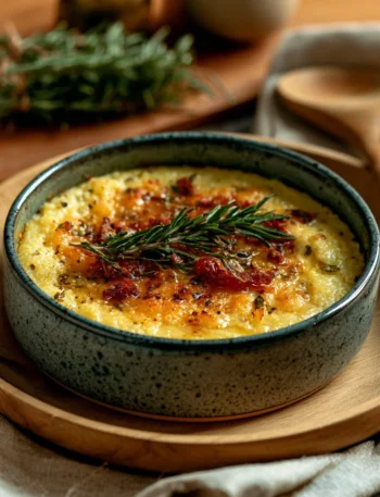 Polenta pasticciata al forno con formaggi, un piatto tradizionale italiano