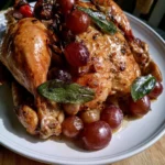 Pollo al forno con uva e salvia, un piatto gustoso e aromatizzato