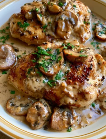 Pollo cremoso ai funghi cotto in padella