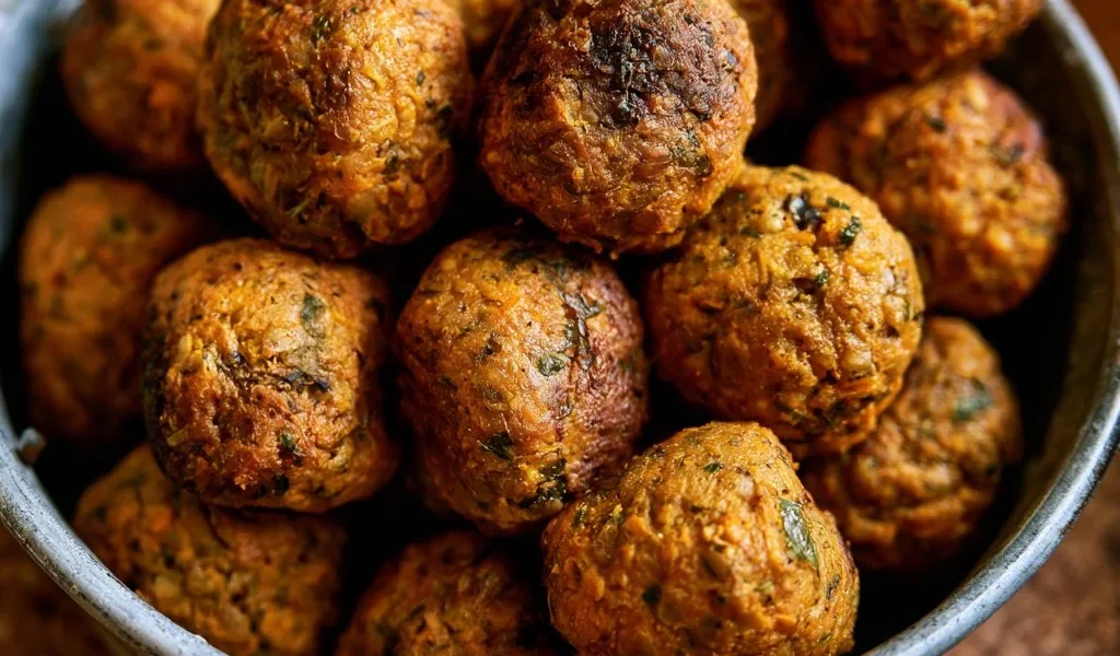 Polpette di lenticchie e zucca pronte per essere gustate