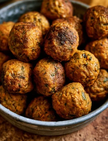 Polpette di lenticchie e zucca pronte per essere gustate