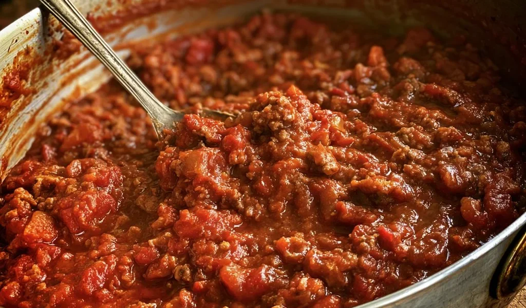 Piatto di Ragù alla bolognese servito con pasta