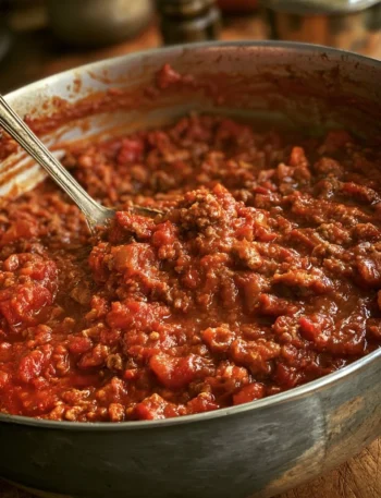 Piatto di Ragù alla bolognese servito con pasta