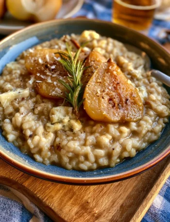 Risotto pere, gorgonzola e rosmarino: piatto cremoso e saporito