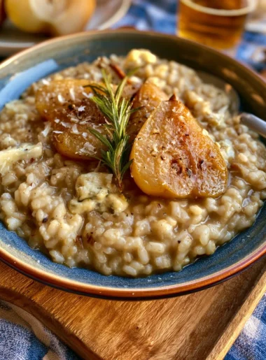 Risotto pere, gorgonzola e rosmarino: piatto cremoso e saporito