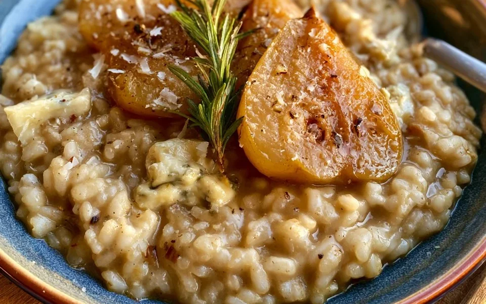 Risotto pere, gorgonzola e rosmarino: piatto cremoso e saporito