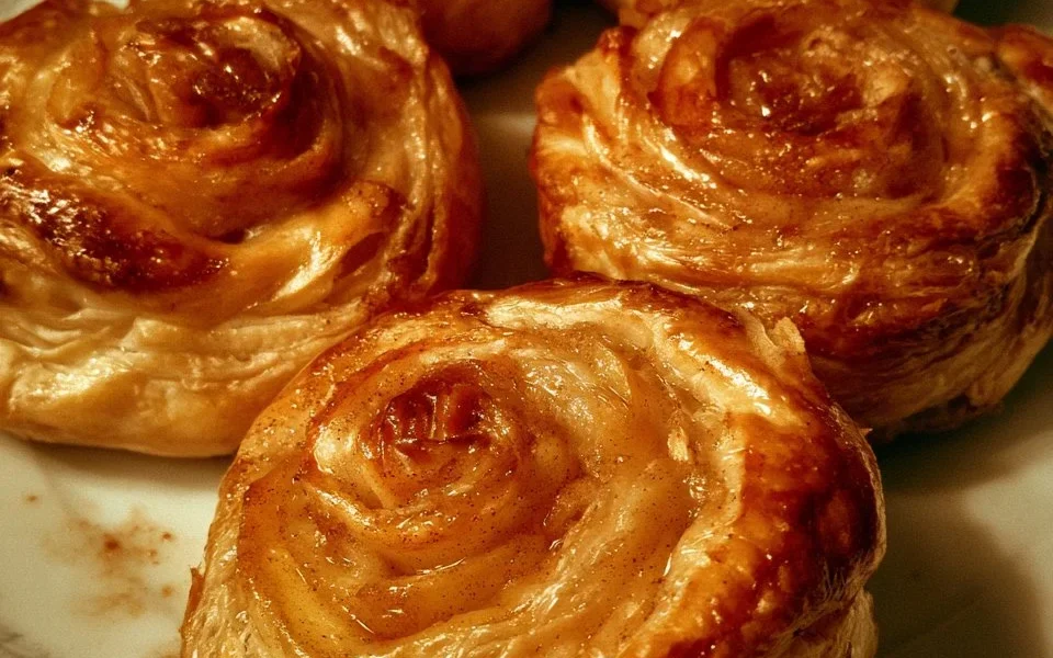 Rose di sfoglia dolci farcite con mele e cannella
