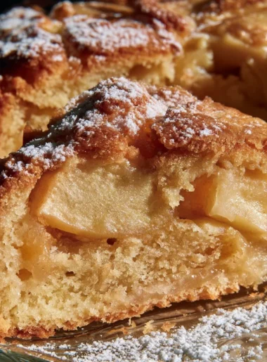 fetta di torta di mele classica su un piatto con mele sullo sfondo