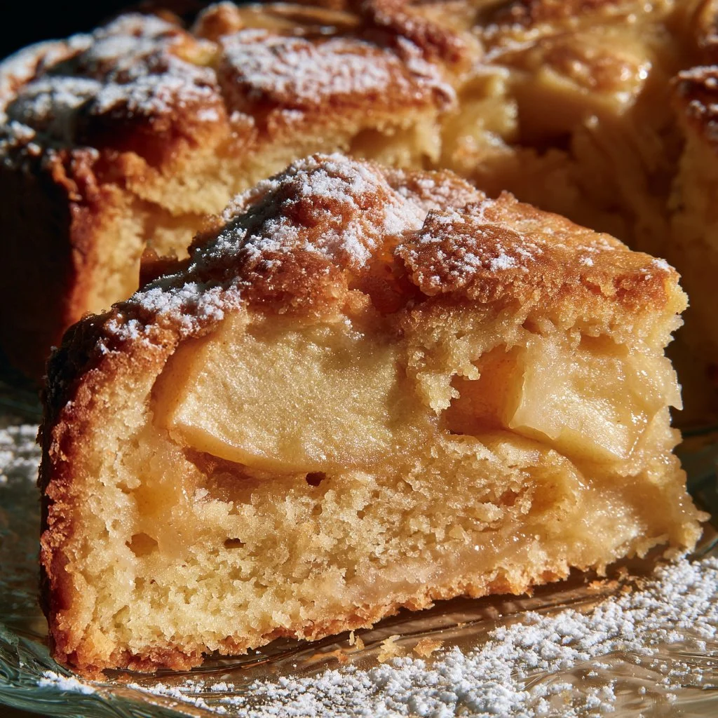 fetta di torta di mele classica su un piatto con mele sullo sfondo