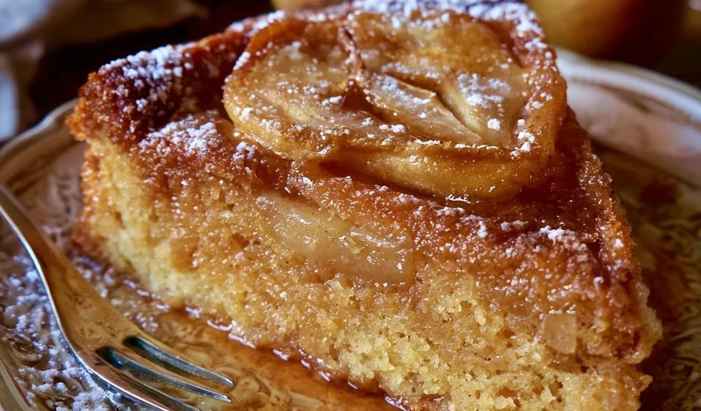 Torta invisibile di mele e pere servita su un piatto