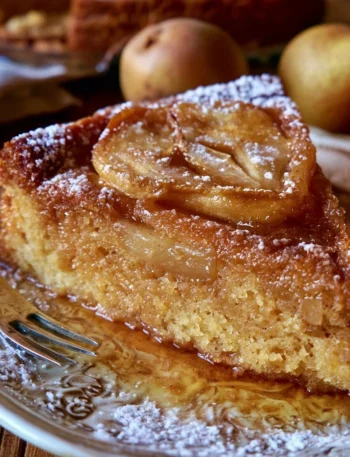 Torta invisibile di mele e pere servita su un piatto