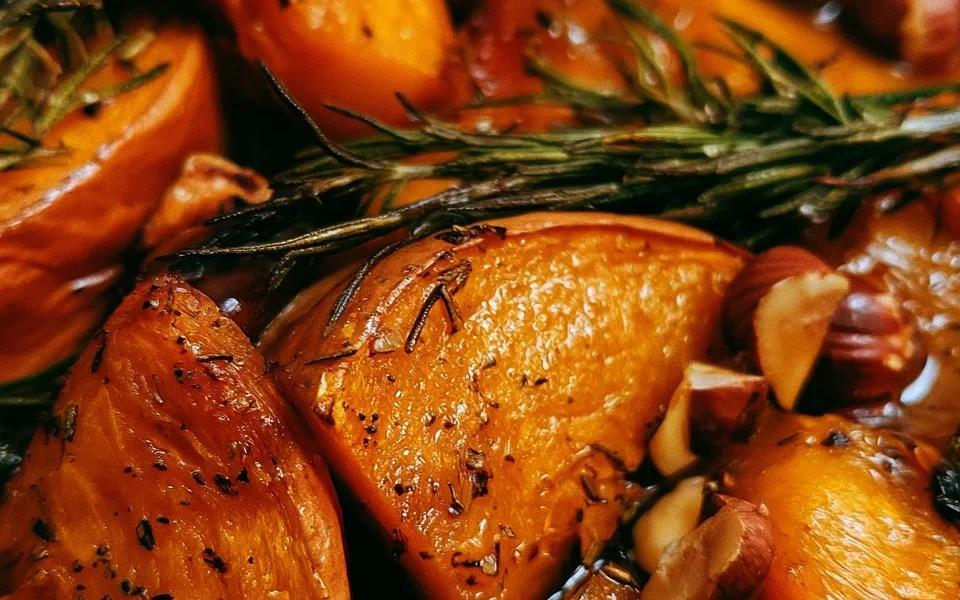 Zucca gratinata con rosmarino e nocciole, un delizioso piatto vegetariano